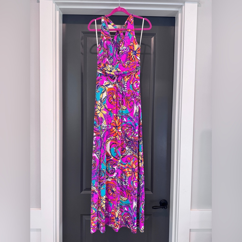 Lilly Pulitzer Pink Parrish Halter Maxi sz S